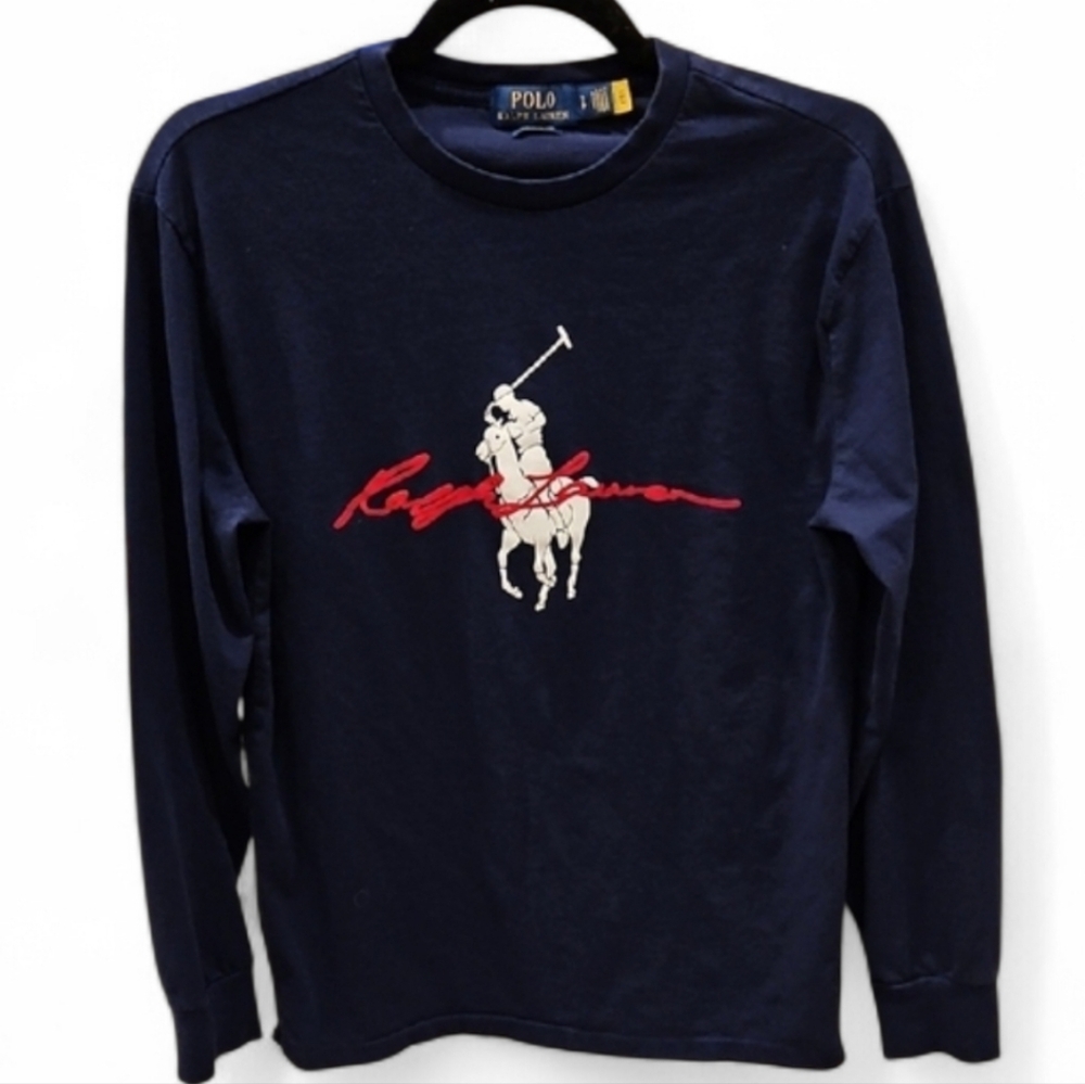 Polo Ralph Lauren Classic Fit Long Sleeve Navy Big Pony Logo Tee, Size Small